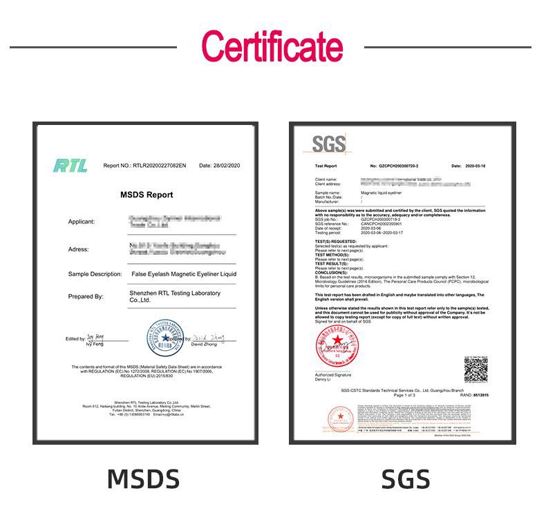 Magnetic Eyeliner MSDS Certificate Magnetic Eyeliner MSDS Certificate